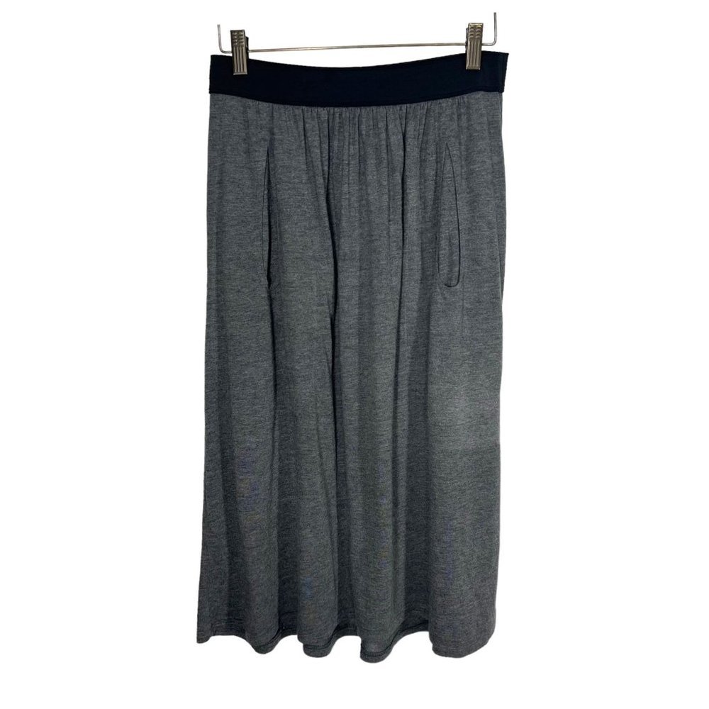 Peruvian Connection Grey Modal Blend Below Knee Pull On Skirt Medium